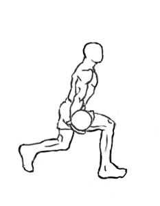 bicep curl lunge with bowling motion 1