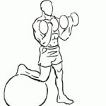 bicep curl on stability ball with leg raised 2
