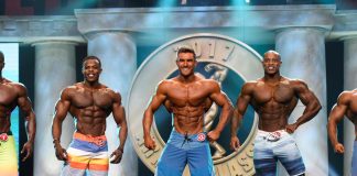 Ryan Terry Outlasts Large Field To Win Arnold Men’s Physique Men's Physique winner Ryan Terry (center) 2nd Andre Ferguson (lt) 3rd Brandon Hendrickson (rt)-Photo by Oliver Hamlin