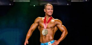 Bernie Gallofin flexes muscles for international bodybuilding contest Bodybuilder Bernie Gallofin shows his winning form. Photo by Ray of Light Photography