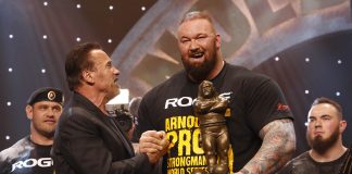 Hafthor Bjornsson Wins 1st Arnold Strongman Classic Hafthor Bjornsson wins The Arnold Strongman Classic with Gov. Arnold Schwarzenegger Photo by Dave Emery