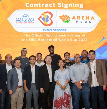 Representative image of basketball players in action during the FIBA World Basketball Cup 2023.