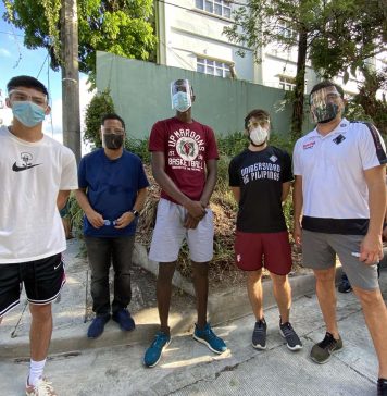 Left to Right CJ Casino, Renan Dalisay, Malick Diouf, Coach Mo Gingerich, Coach Poch Juinio