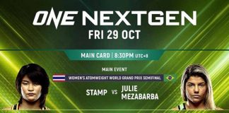 Stamp Fairtex vs. Julie Mezabarba World Grand Prix Semifinal Elevated to Main Event of ONE: NEXTGEN on 29 October fairtex