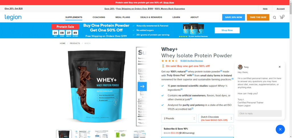 Natural Whey Protein Powder Legion Whey