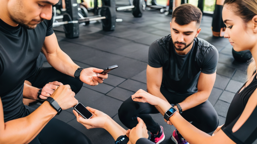 group of personal trainers with wearable tech