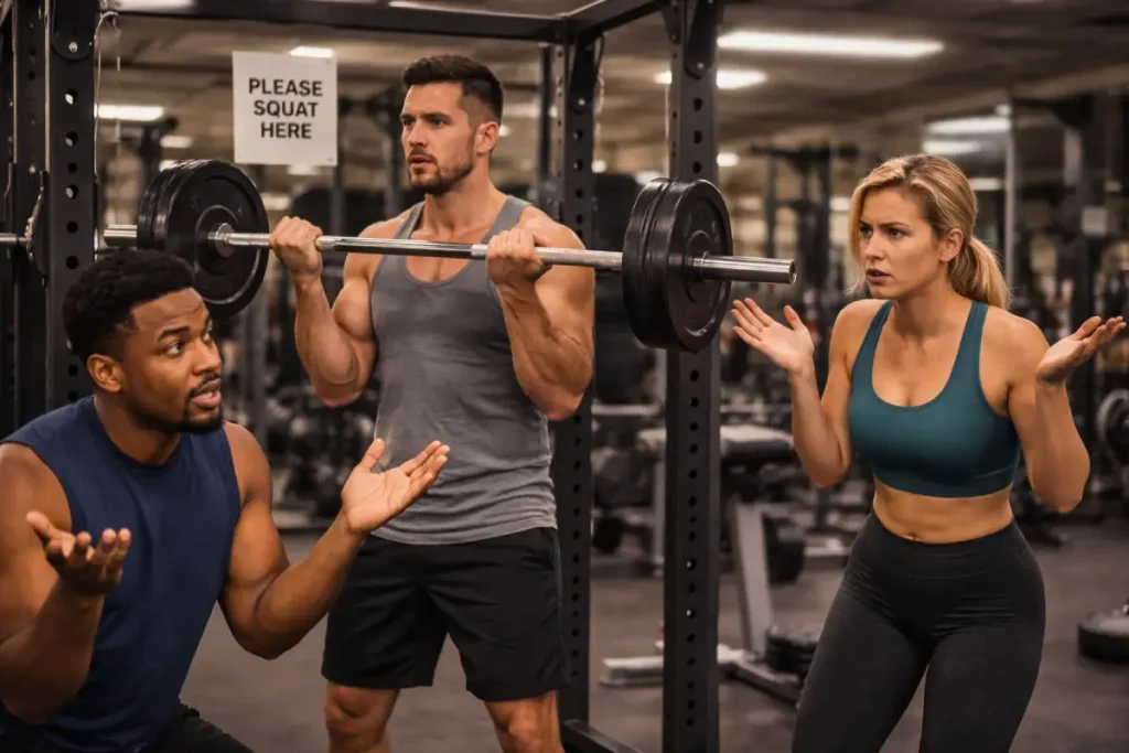curling in the squat rack