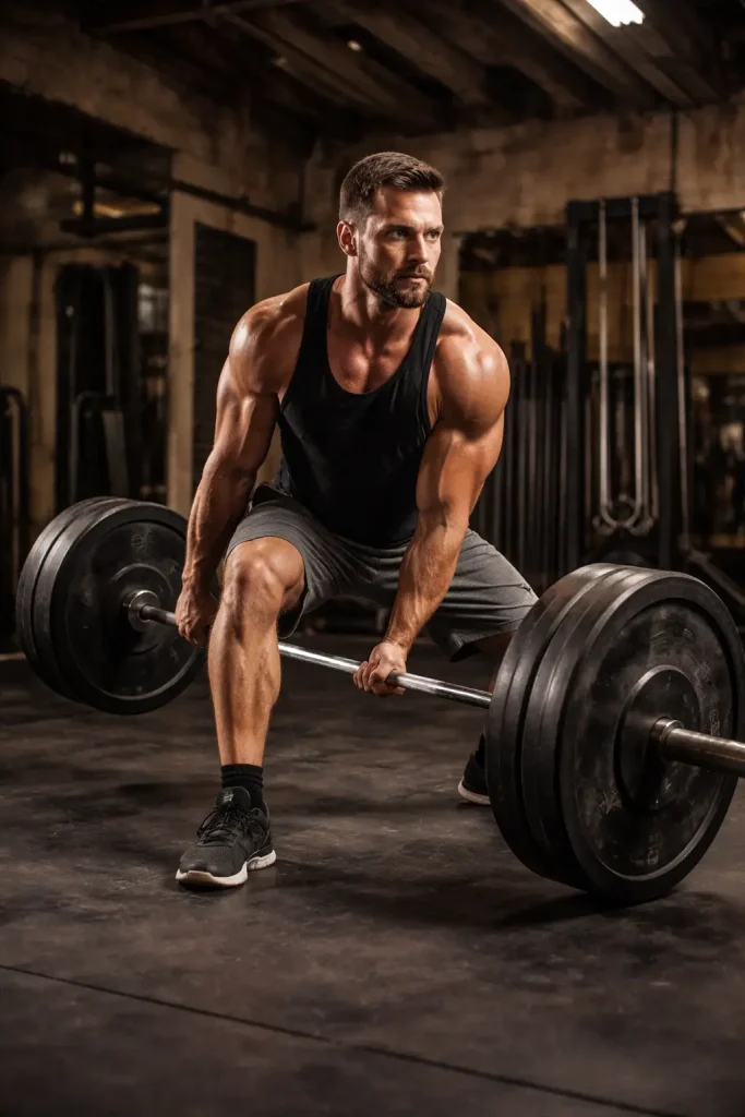 Jefferson Squats performed in the gym by a man